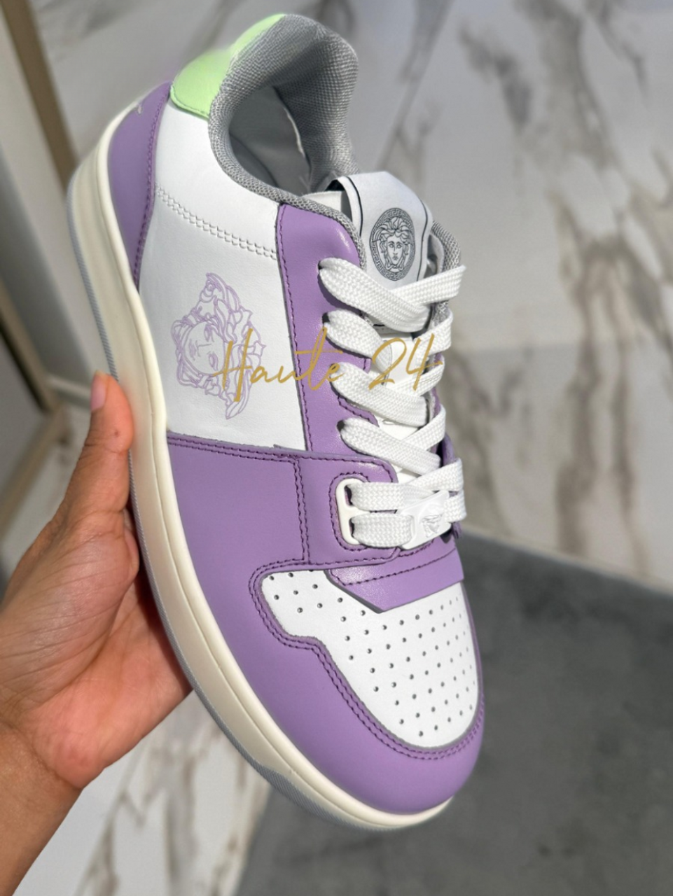 スニーカー VERSACE Sneakers Women Leather White/Lilac VERSACE Sneakers Women's Leather White/Lilac