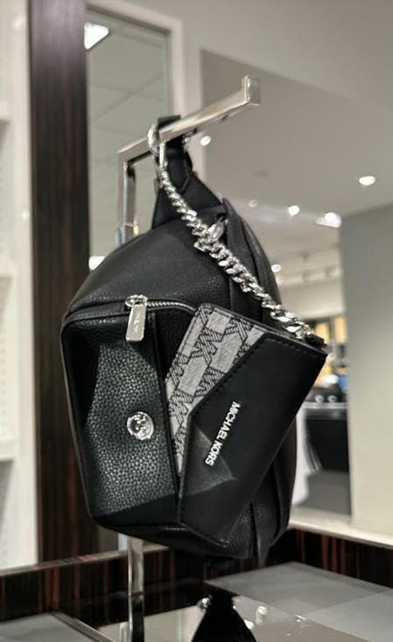 Michael Kors Maisie Large Pebbled Leather 2 in 1 Sling Pack Waist Belt Bag Crossbody Strap (Camel)