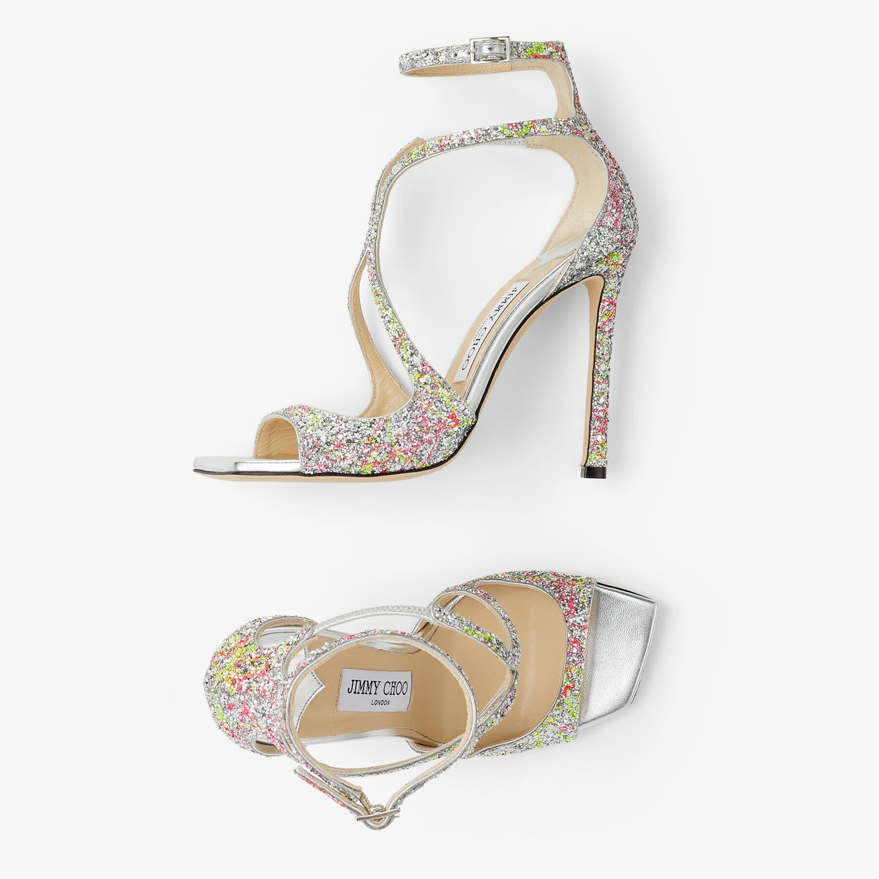 Jimmy Choo Isra Glitter Ankle-Strap Platform Sandals | Neiman Marcus