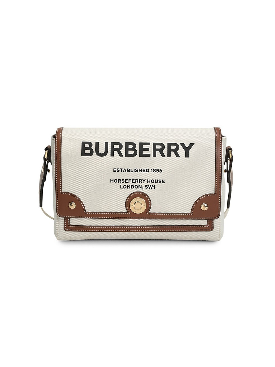 BURBERRY Medium Note Canvas Crossbody Bag - Natural Tan