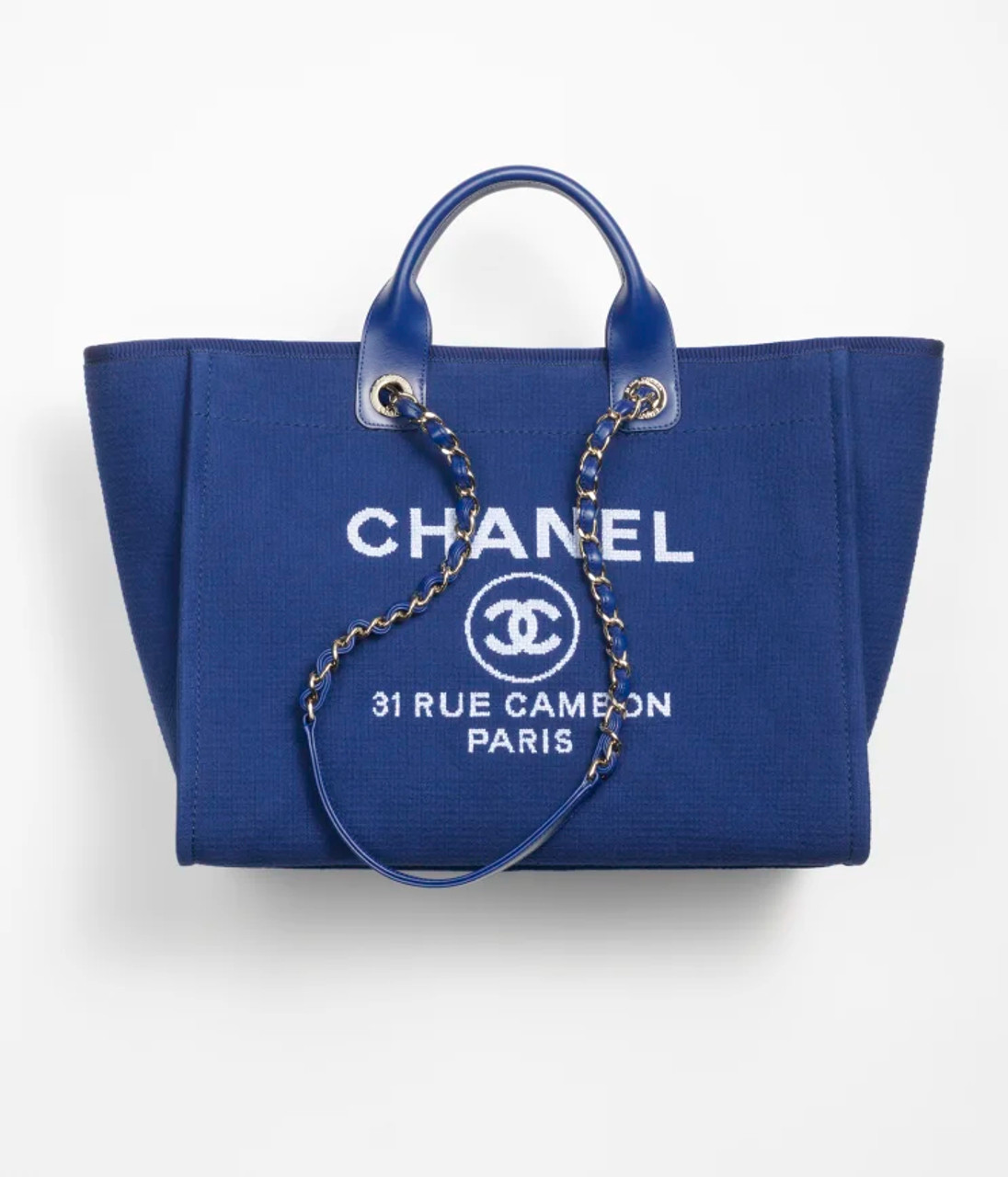 CHANEL Large Tote Mixed Fibres, Calfskin & Gold-Tone Metal Blue