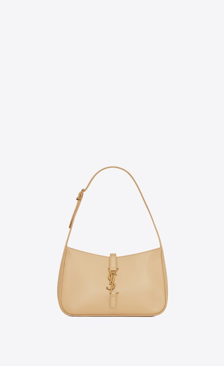 Saint Laurent Uptown Pouch In Canvas and Smooth Leather Natural