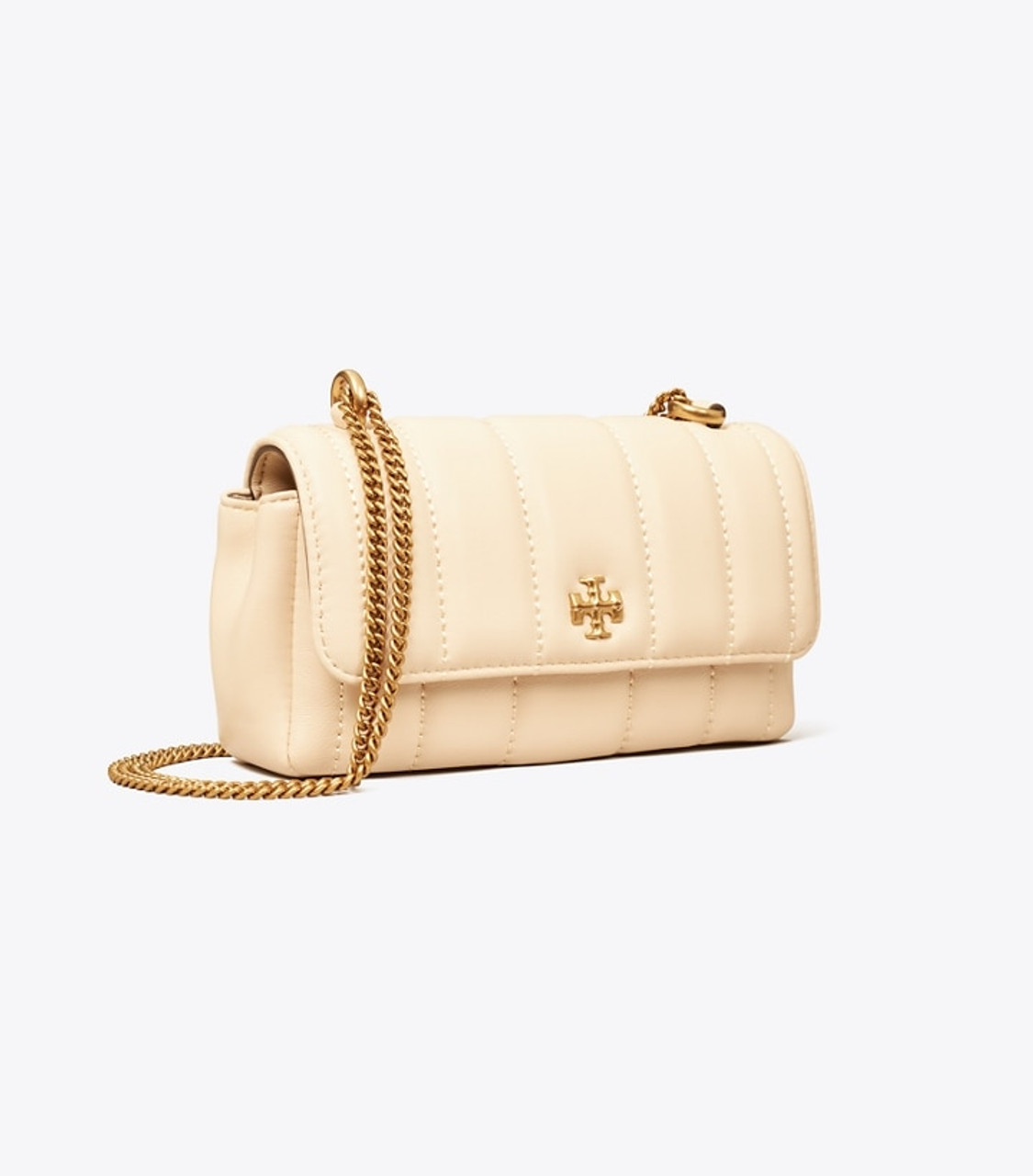 Tory Burch Kira Chevron Small Flap Shoulder Bag In Beige