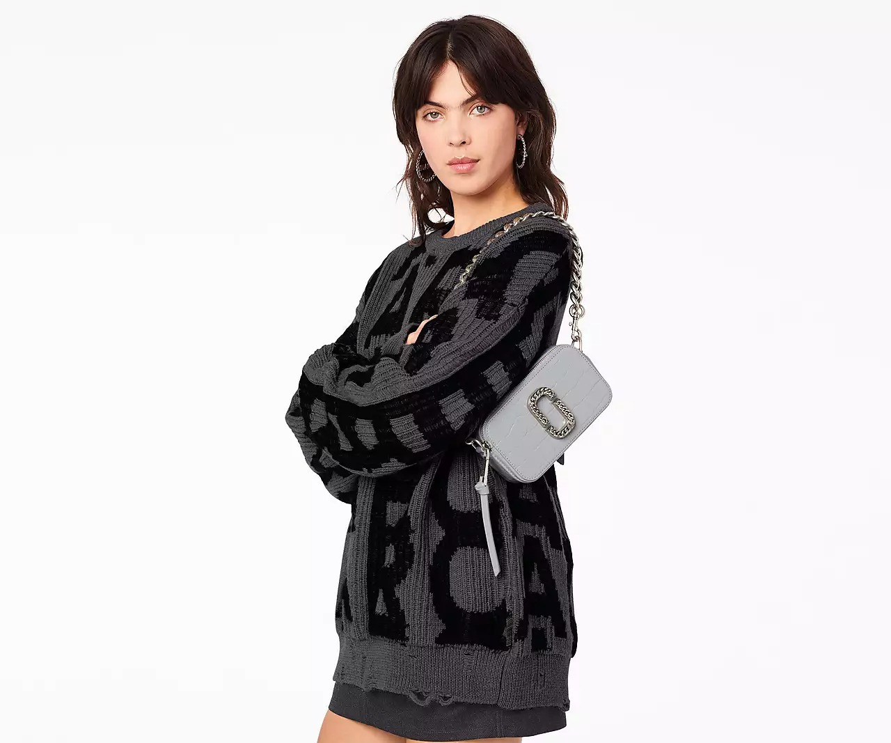 セール☆大人気 MARC JACOBS Snapshot クロコ MARC JACOBS THE Croc-Embossed Snapshot - Grey