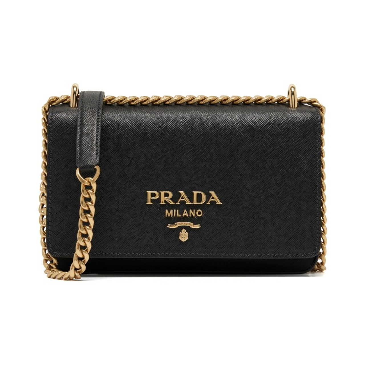 PRADA Chain Flap Crossbody Bag Saffiano and Soft Calf Small