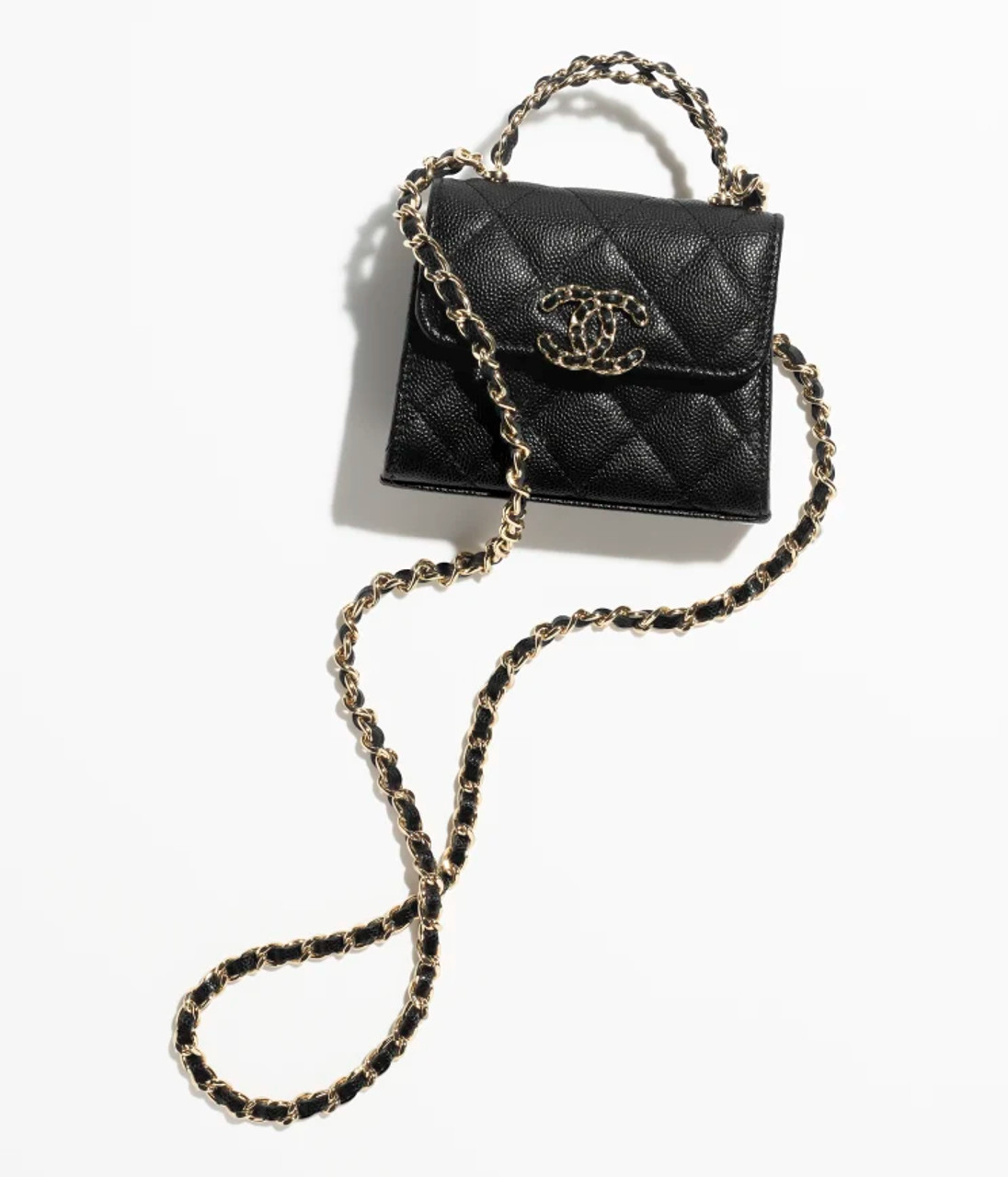 Chanel Black Caviar Knotted Double Chain Cross Body Camera Bag 24K Gol –  como-vintage