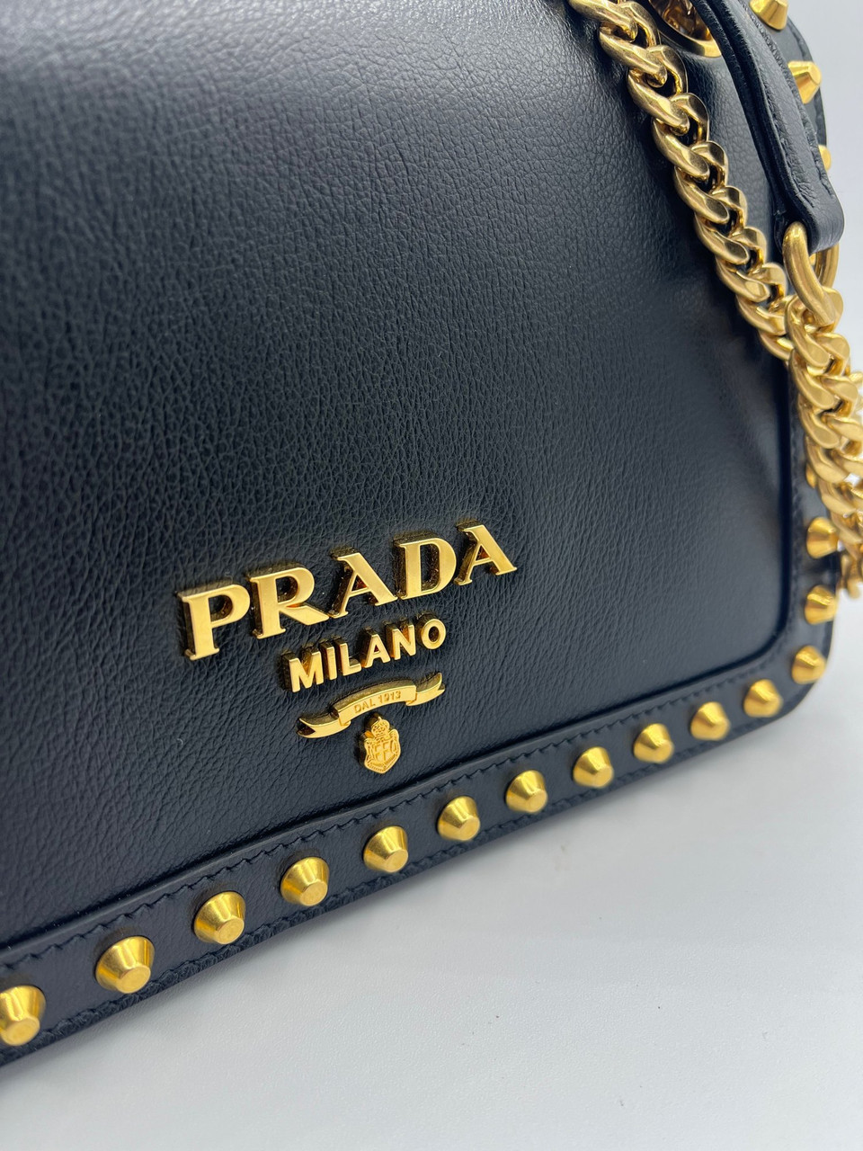 gold chain prada pattina crossbody