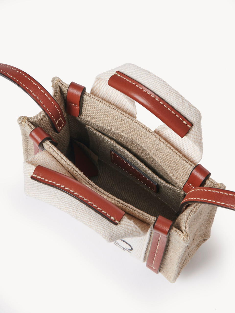 【CHLOE】WOODY NANO TOTE BAG CHLOE Woody Nano Tote Shoulder Hand Bag 2Way Canvas Leather