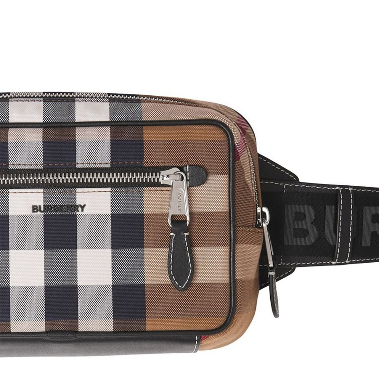 BURBERRY Logo-Embossed Checked Leather Belt Bag for Men