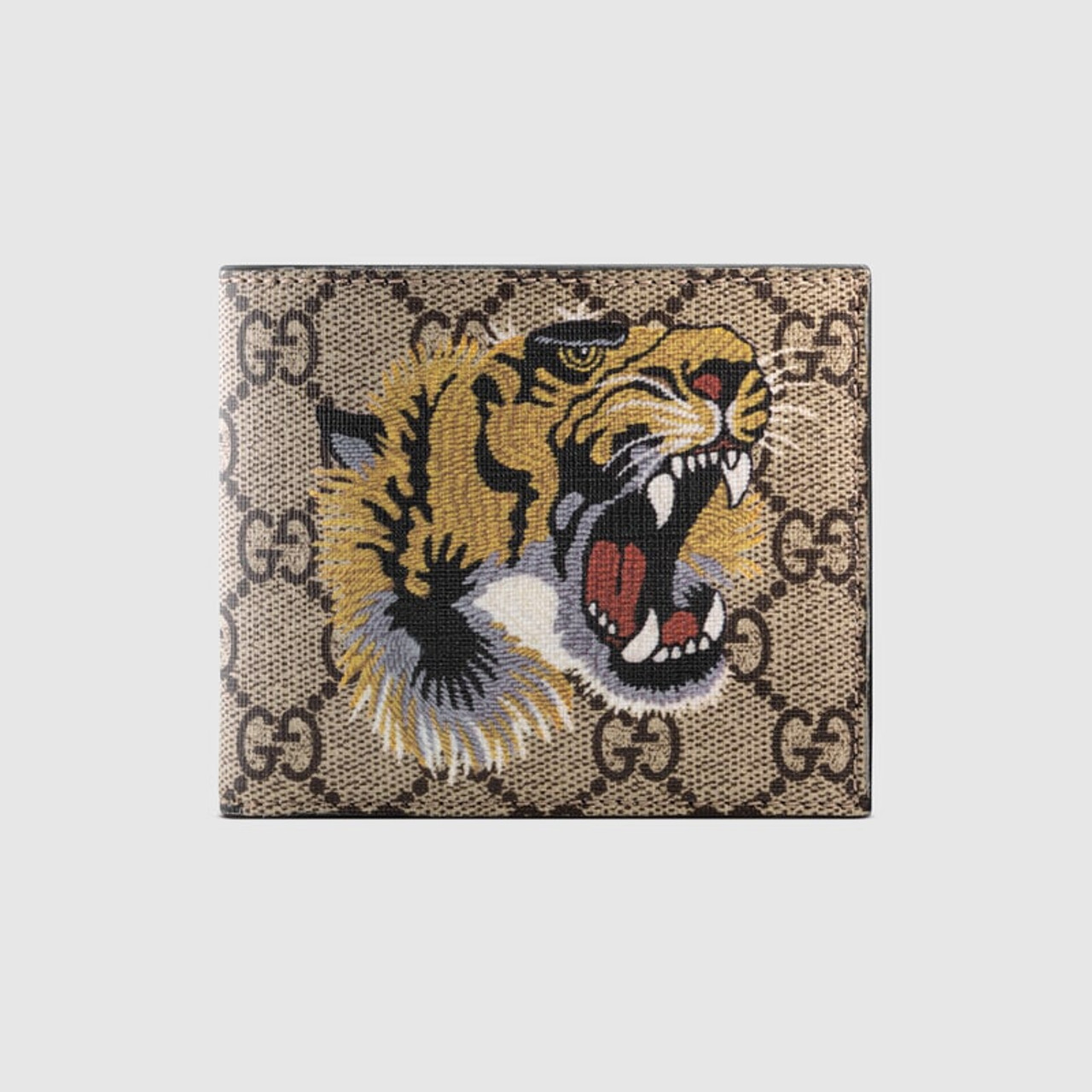 NEW GUCCI GG Supreme Canvas Black /Grey Tiger Print Zip Around Wallet