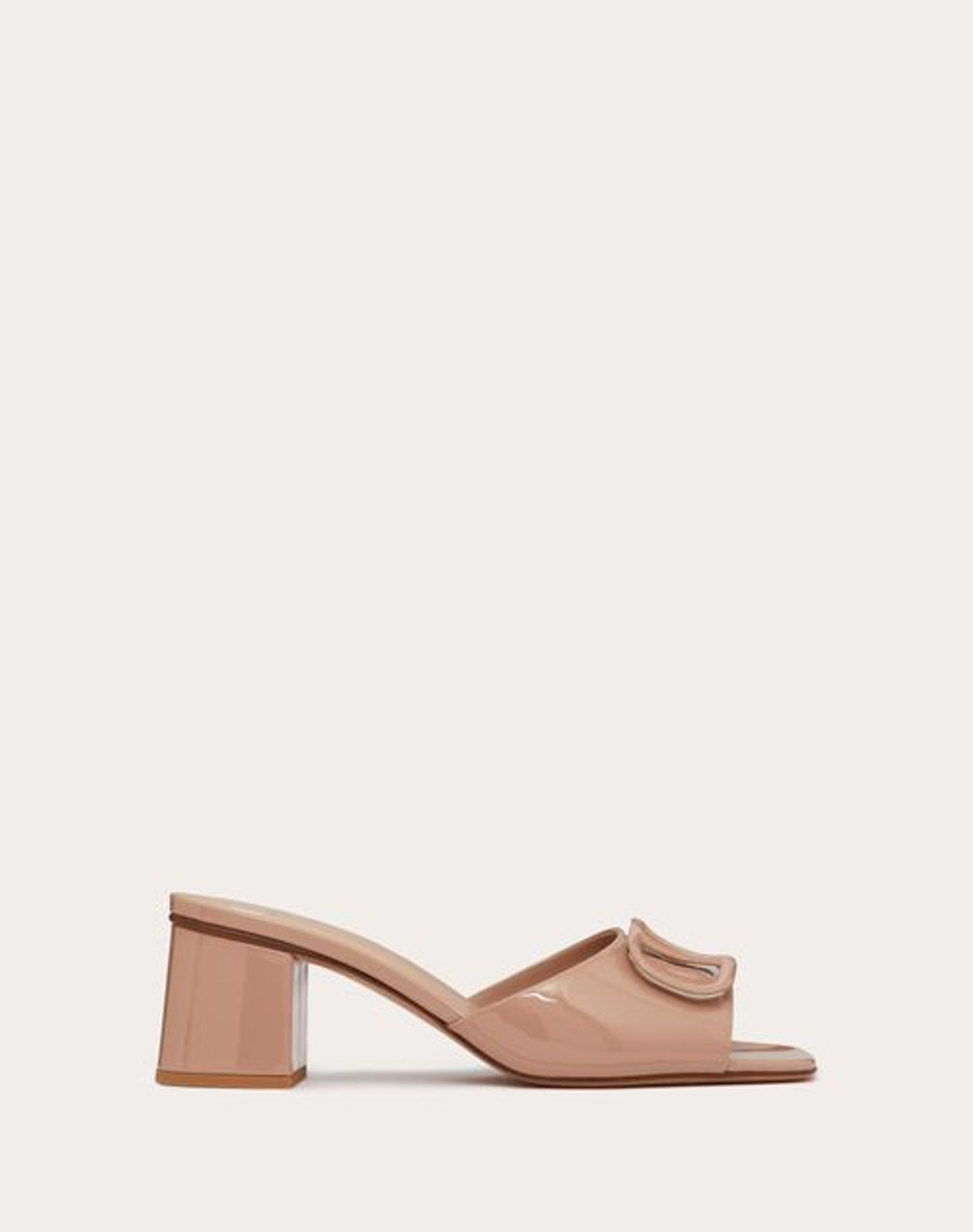 VALENTINO Vlogo Signature Slippers In Patent Leather, Heel