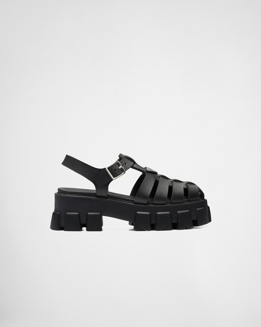 Prada Embellished Studded Platform Sandals Black Suede