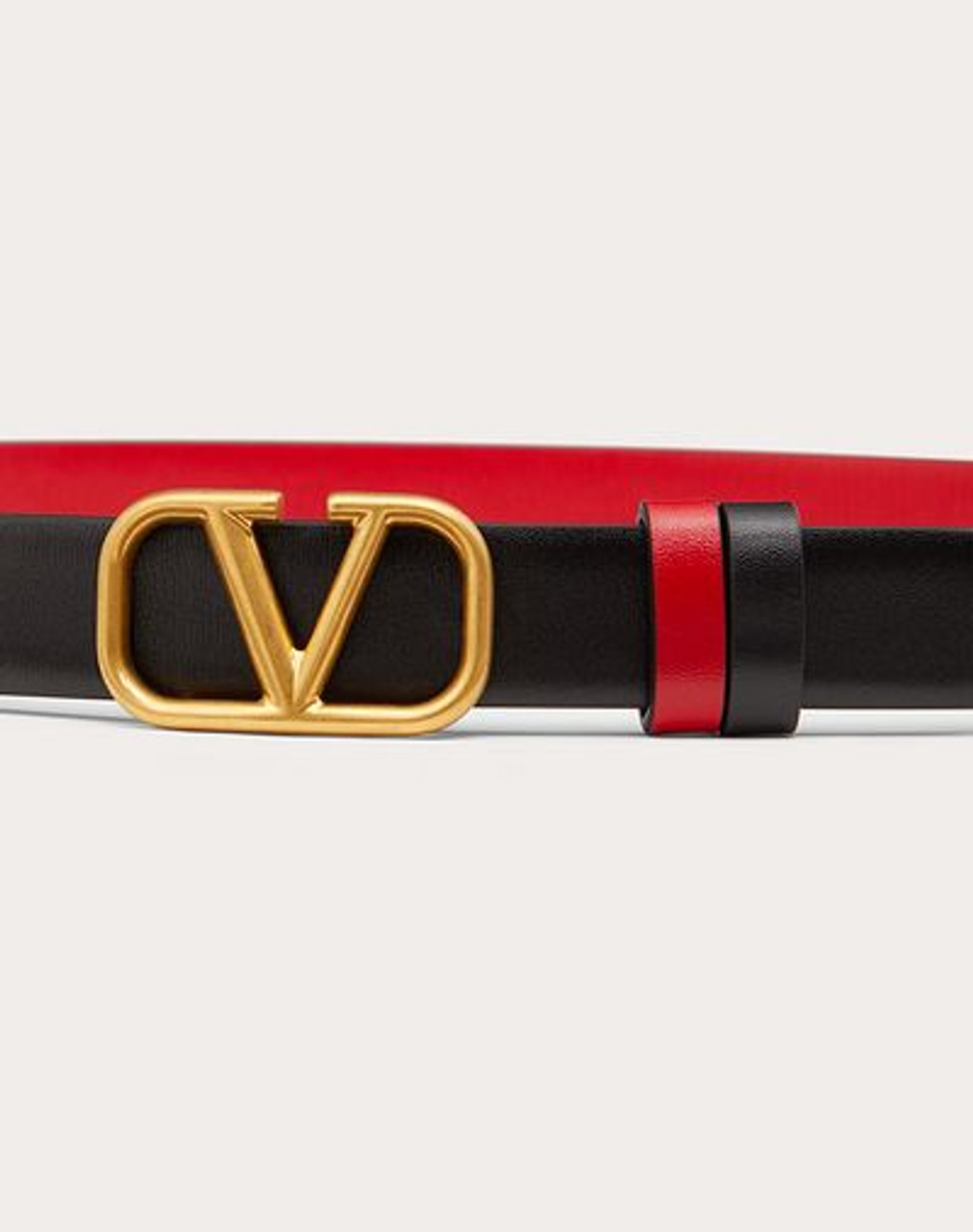 VALENTINO Vlogo Signature Reversible Belt In Shiny Calfskin. Height: 40mm