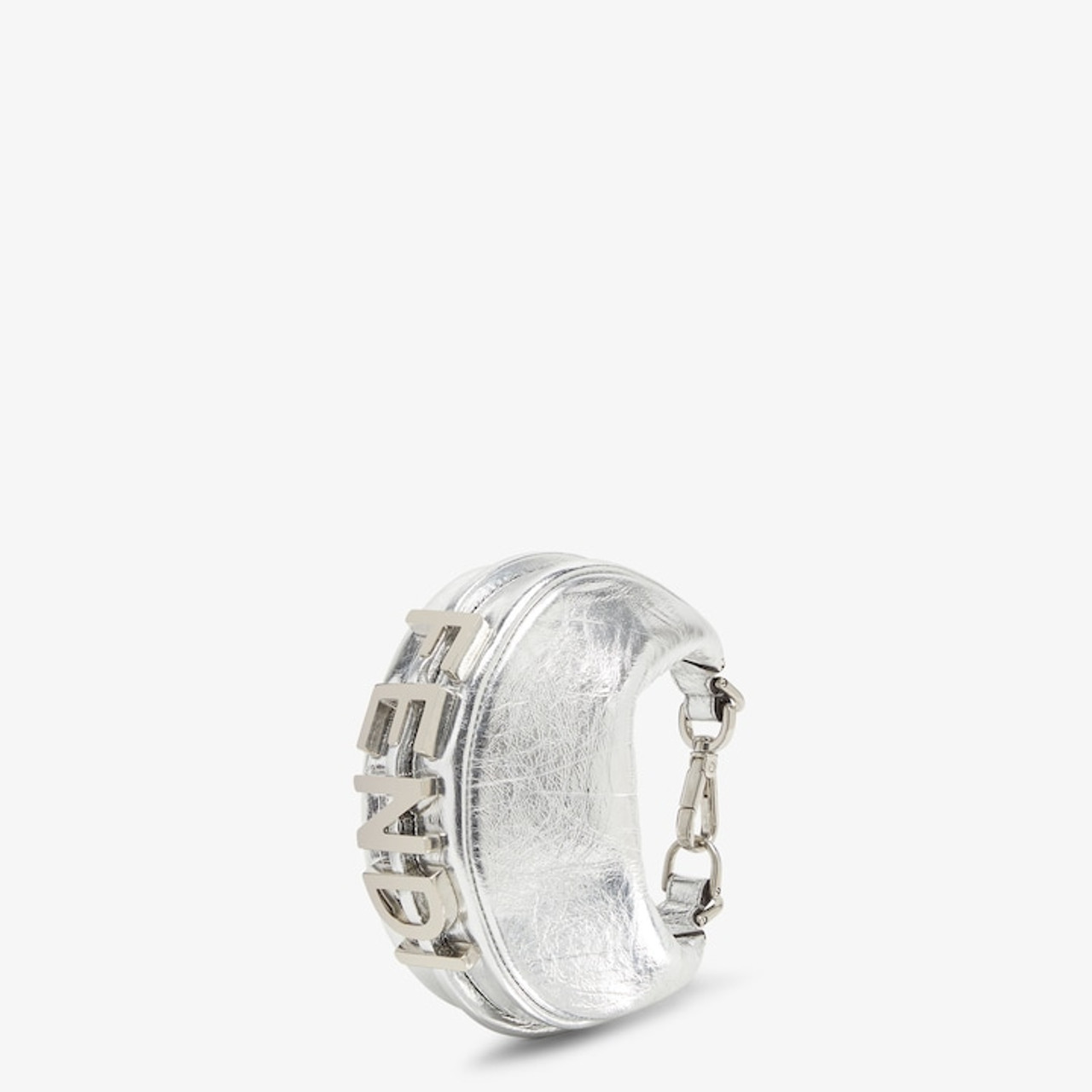 FENDI Nano Fendigraphy Silver Leather Charm