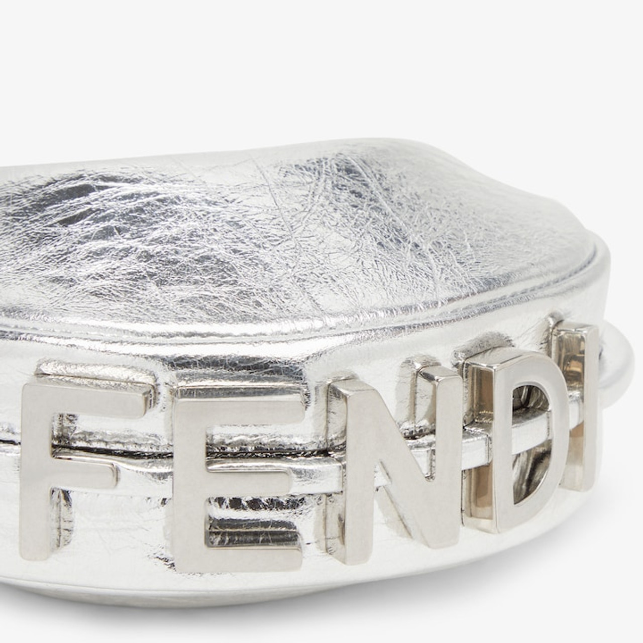 FENDI Nano Fendigraphy Silver Leather Charm