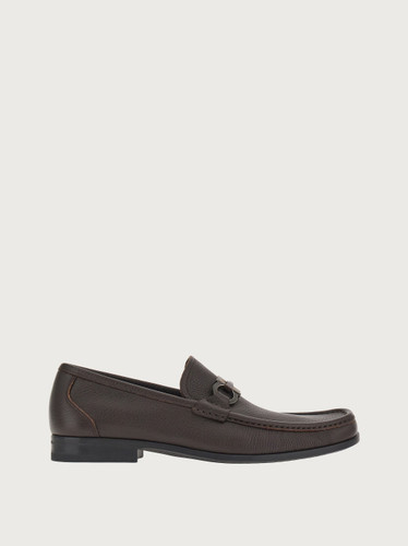 SALVATORE FERRAGAMO Gancini Embellished Moccasin - Dark Brown