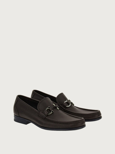 SALVATORE FERRAGAMO Gancini Embellished Moccasin - Dark Brown