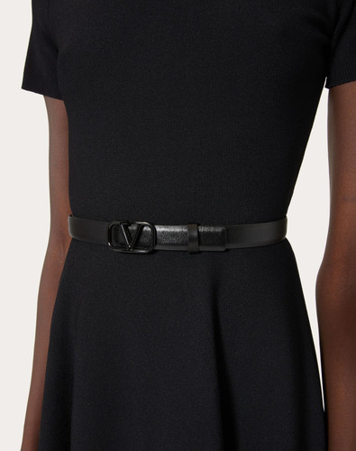 VALENTINO Signature Vlogo Belt In Shiny Calfskin. Height: 20 Mm