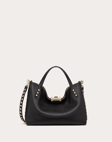 VALENTINO Small Rockstud Bag In Grained Calfskin With Contrast Lining