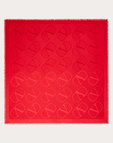 VALENTINO Wool And Silk Shawl With Signature Vlogo Jacquard 140 X 140 Cm