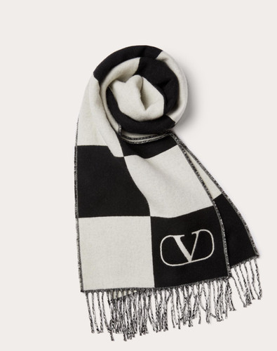 VALENTINO Exches Jacquard-wave Wool And Cashmere Scarf