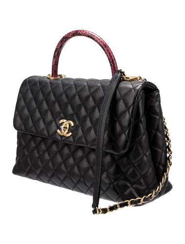 CHANEL Python-Trimmed Medium Coco Handle Bag (Certified Pre Owned)