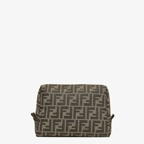 FENDI Medium Beauty Pouch Brown fabric toiletry case