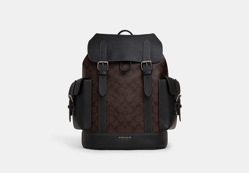 COACH Hudson Backpack In Signature Canvas GUNMETAL/MAHOGANY Image 6