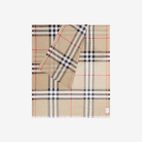 BURBERRY  Check Wool Silk Scarf