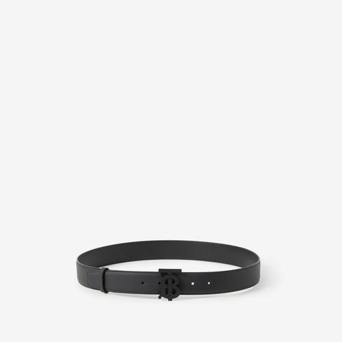 BURBERRY Leather TB Belt - Black