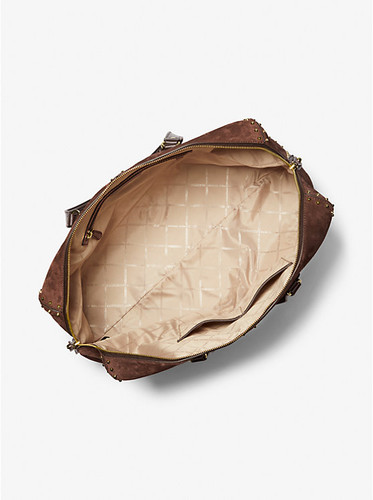 MICHAEL KORS Astor Extra-Large Studded Suede Weekender Bag CHOCOLATE Image 2