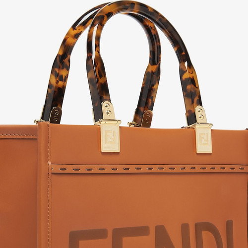 FENDI Sunshine Small Brown leather shopper