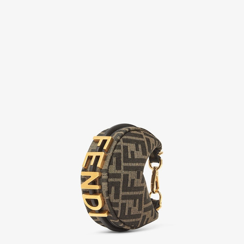 FENDI Nano Fendigraphy Brown Fabric Charm Bag