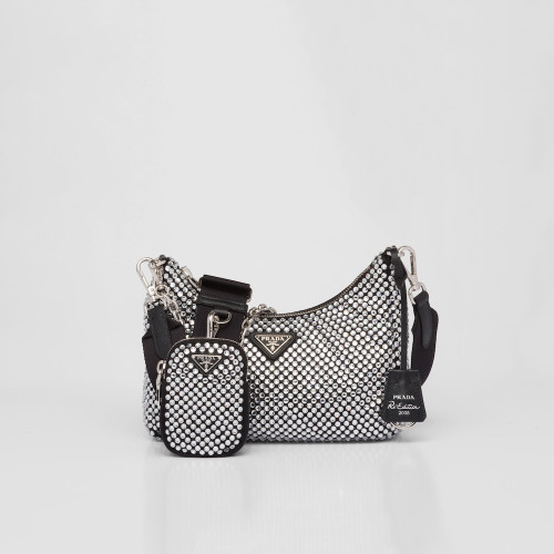 PRADA Re-Edition 2005 satin bag with crystals