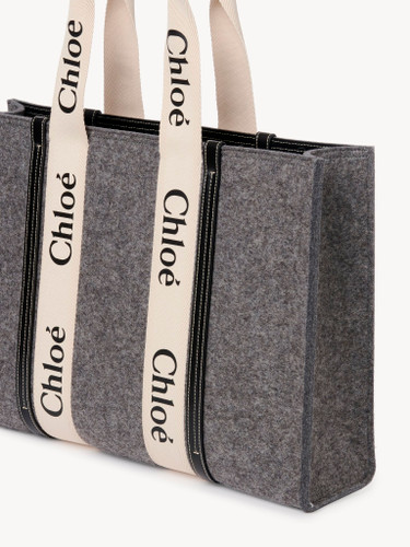 CHLOE large woody tote bag-Cashmere gray3