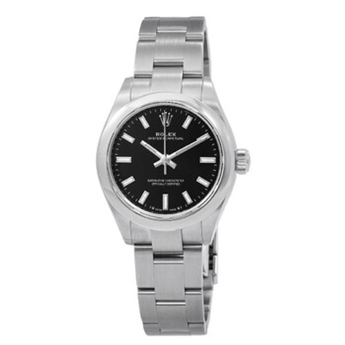 ROLEX Oyster Perpetual 28 Automatic Chronometer Black Dial Ladies Watch
