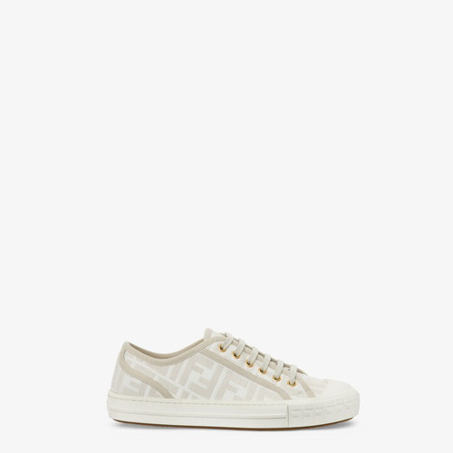 FENDI Domino White FF fabric low-tops