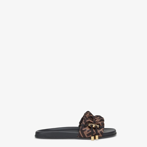 FENDI Feel Brown Satin Slides