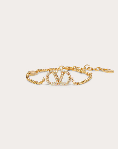 VALENTINO Signature Vlogo Bracelet In Metal And Swarovski Crystals