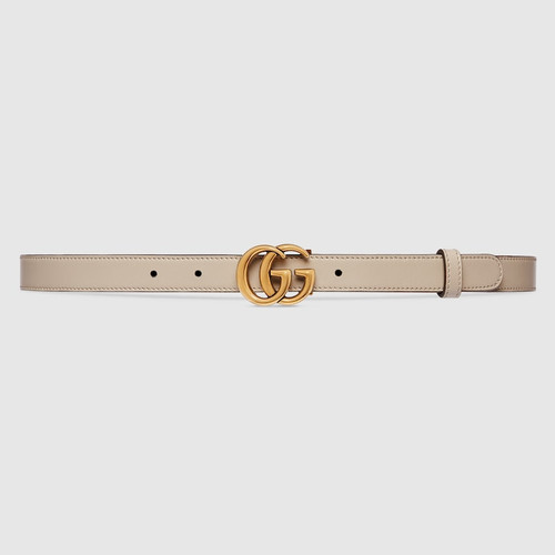 GUCCI Gg Marmont Reversible Thin Belt - Beige