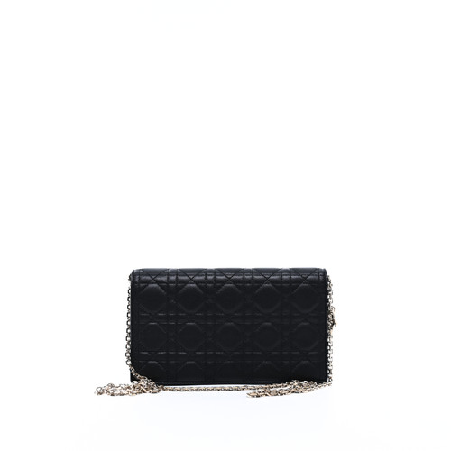 DIOR Lady Dior Black Leather Clutch Bag