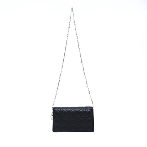 DIOR Lady Dior Black Leather Clutch Bag