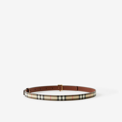 BURBERRY  Check And Leather Reversible TB Belt