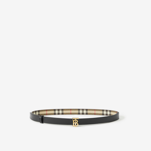 BURBERRY  Check And Leather Reversible TB Belt