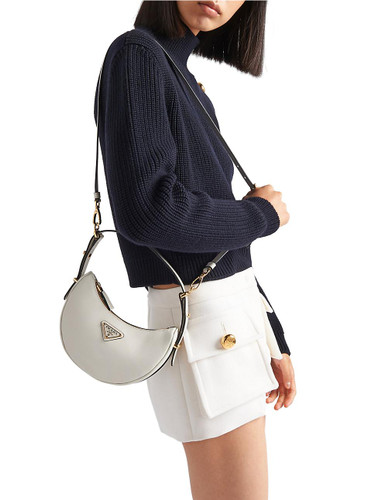 PRADA Leather Mini Shoulder Bag WHITE Image 9