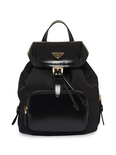 PRADA Medium Re-Nylon And Brushed Leather Backpack BLACK Image 1