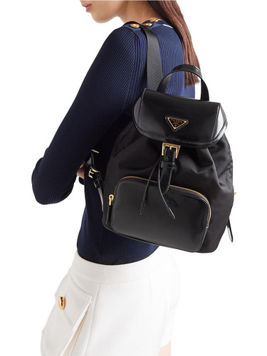 PRADA Medium Re-Nylon And Brushed Leather Backpack BLACK Image 2