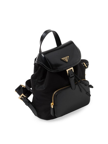 PRADA Medium Re-Nylon And Brushed Leather Backpack BLACK Image 3