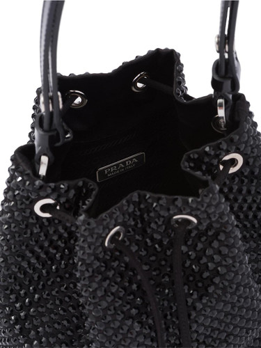 PRADA Satin Mini-Bag With Crystals BLACK Image 5