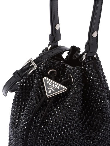 PRADA Satin Mini-Bag With Crystals BLACK Image 6